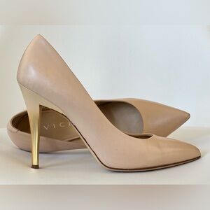VICINI Nude Pumps with Gold Heel, Size 38